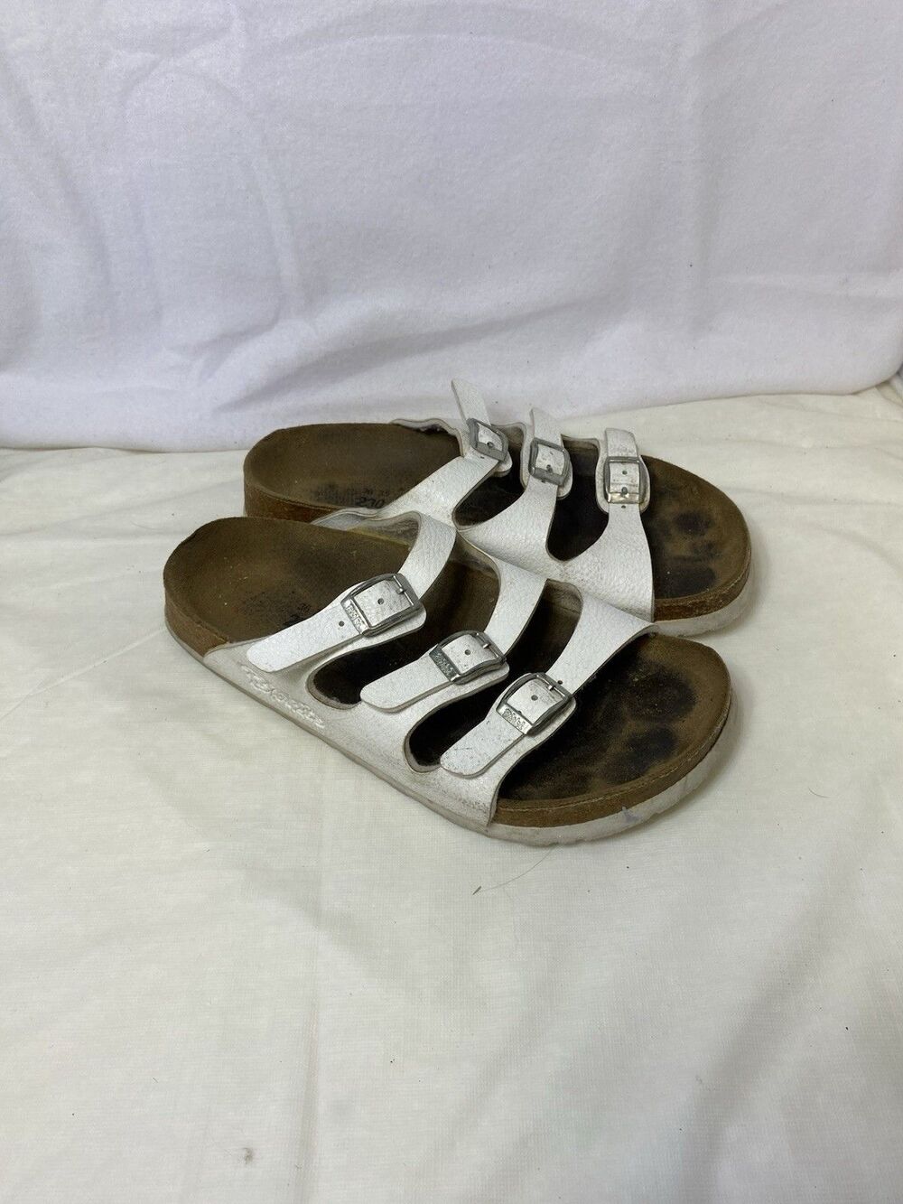 Birkenstock Birki's Womens Sandals Size 5/36/3.5 Florida White Slides Slip On